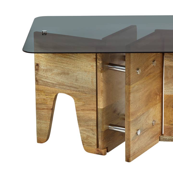 River of Goods - Wholesale Coffee Table - 32" Mildred Mid-Century Wood & Gray Glass Coffee Table11