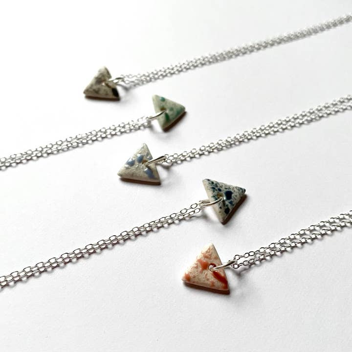 Triangle Splatter Glaze Pendant Necklace - Medium for wholesale by Keramika MCR