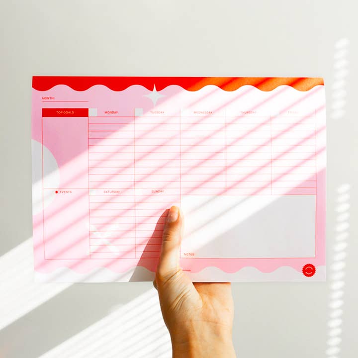 Agenda hebdomadaire A4 avec tâches, objectifs, événements et notes pour la vente par Creative Goodie