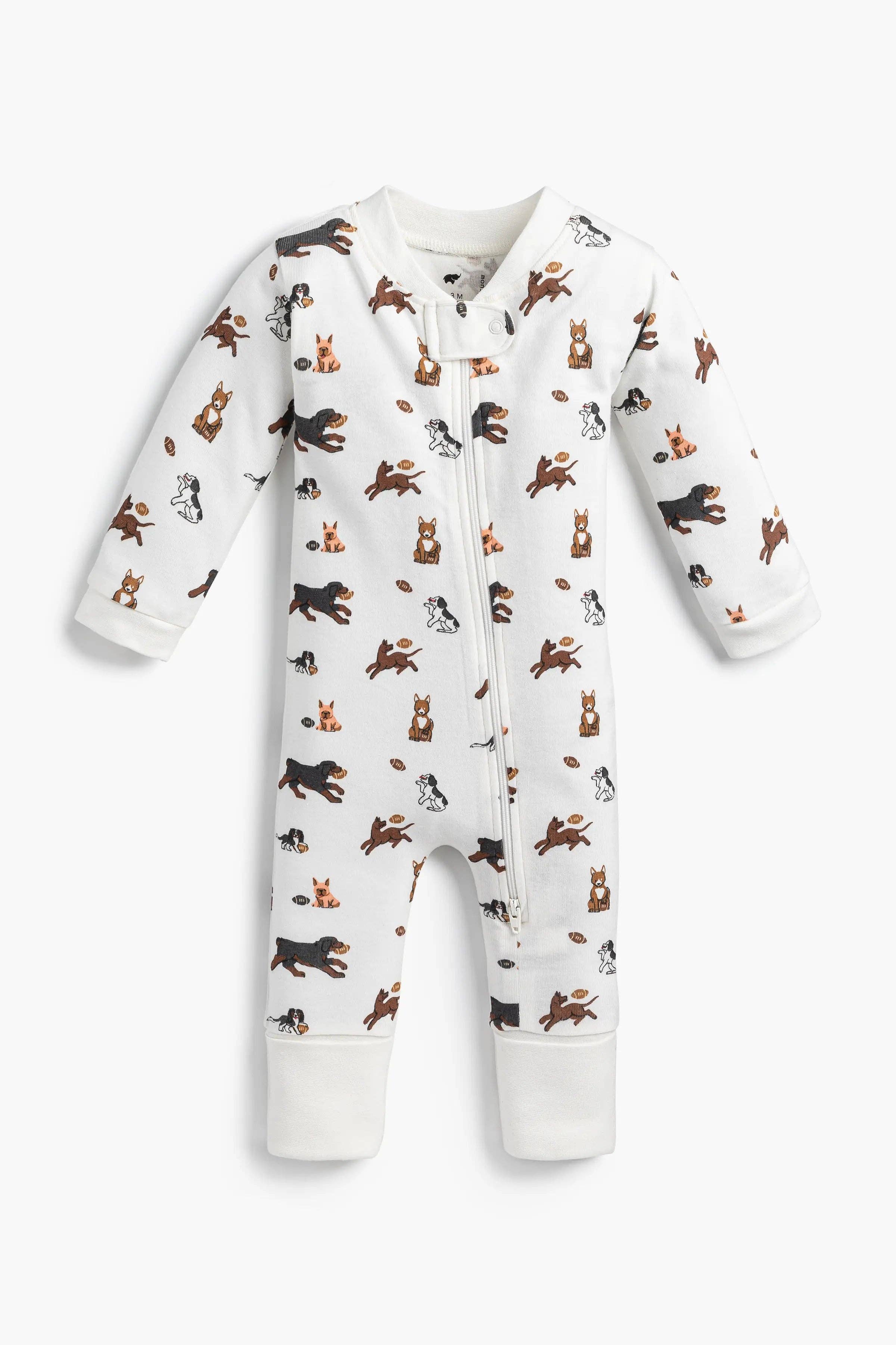 Monica + Andy - Wholesale Sleepsuit - Baby - One-Piece Baby Pajamas_Football Pups