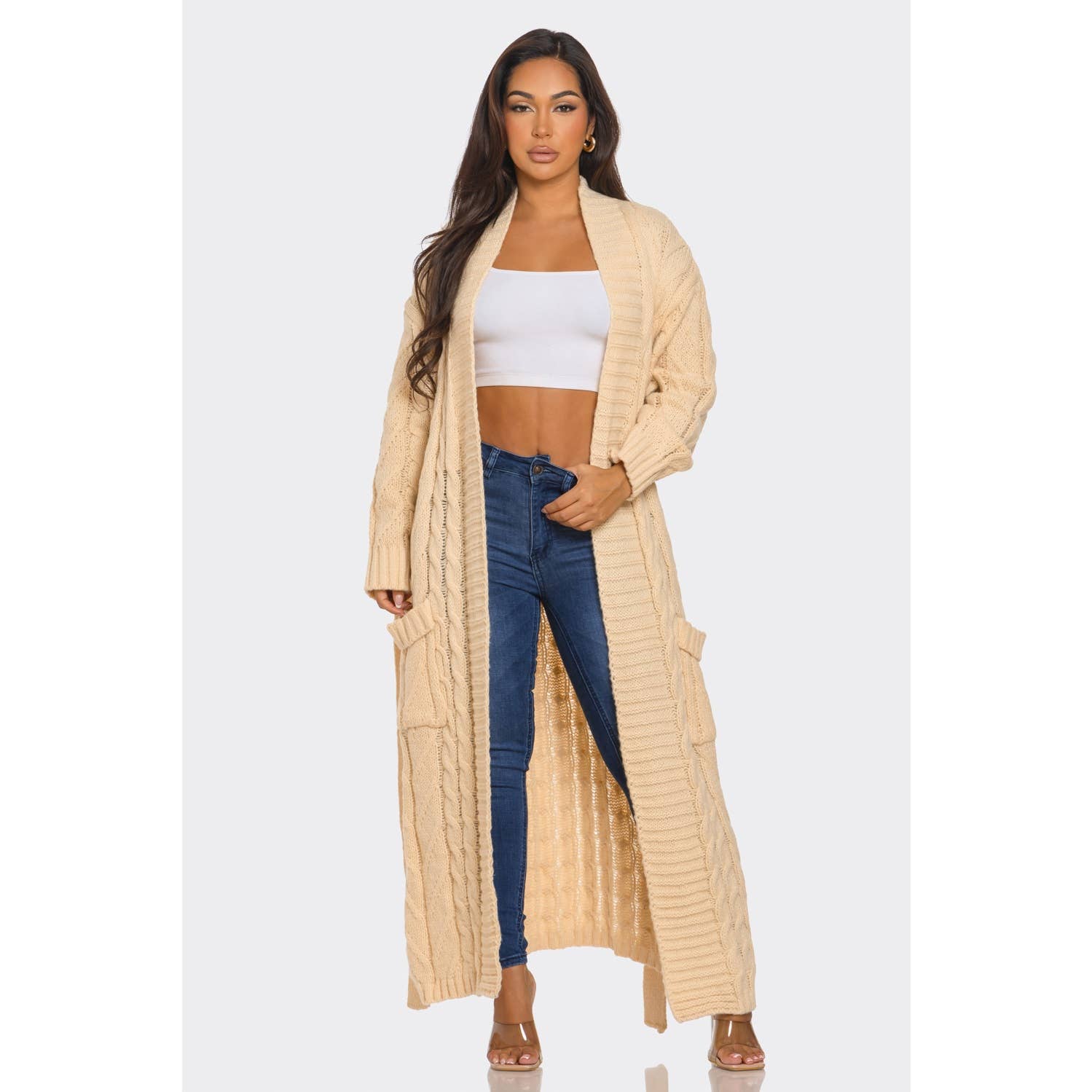 HiteJeans - Vendita all'ingrosso Cardigan - Donna - MAXI CARDIGAN IN MAGLIA CON CINTURA1