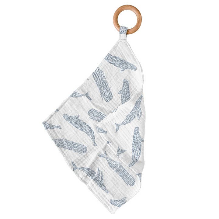 Blue Shadow Whales Bamboo Newcastle Teether for wholesale by Newcastle Classics