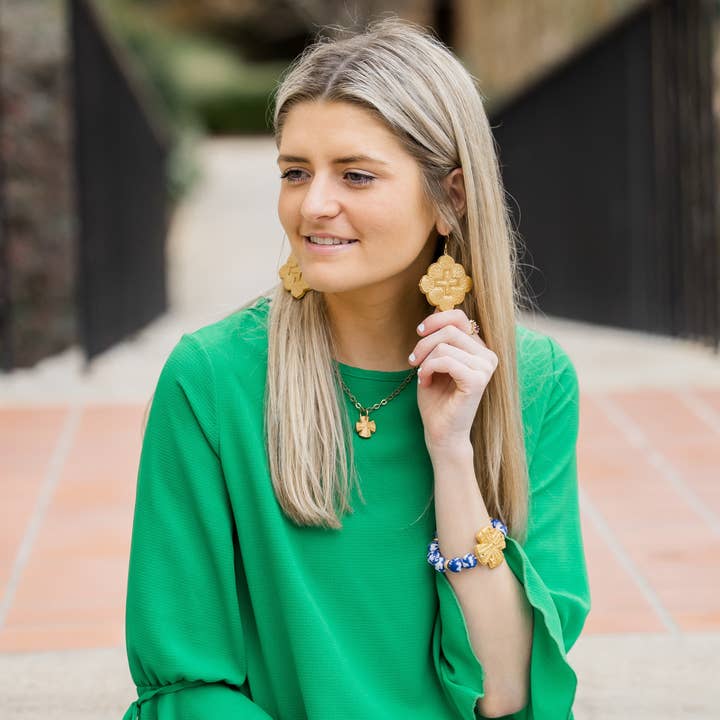 Hidden Truth Jewelry - Wholesale Beaded Bracelet - Cobalt African Fused Glass with Rachel Cross Bracelet1