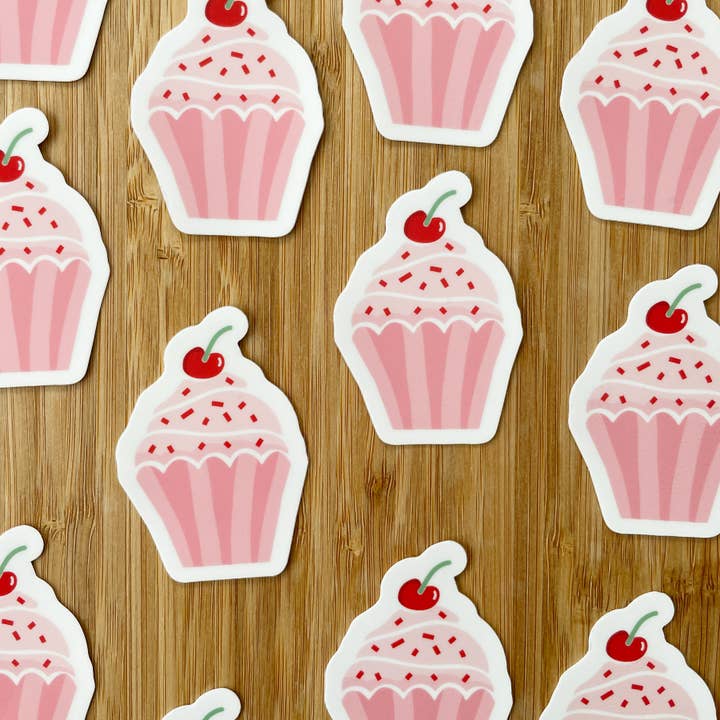 Autocollant de Cupcake Rose Mignon - Design de Douceur pour la vente par Lovely Paper