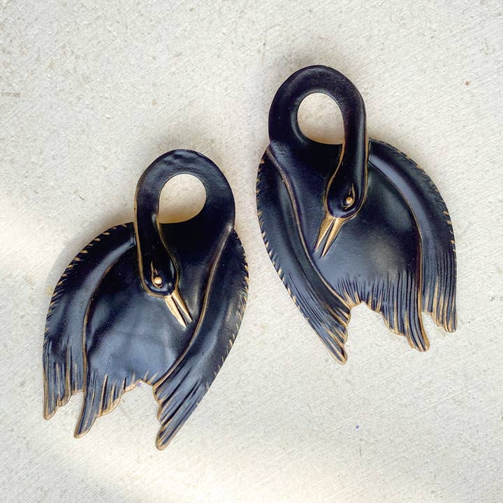 Black Swan Earrings for wholesale by We Dream in Colour