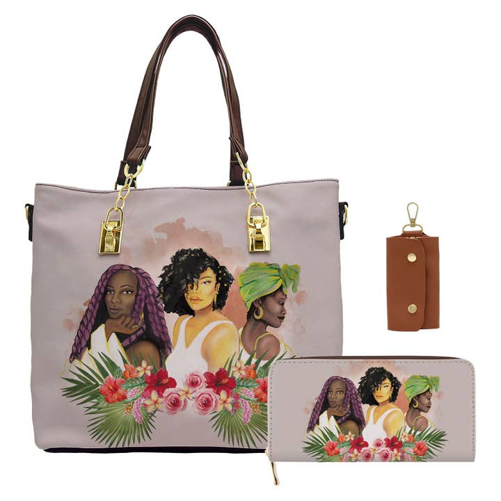 African American Expressions - Wholesale Tote Bag - Women's - Natural Beauties Handbag Set
