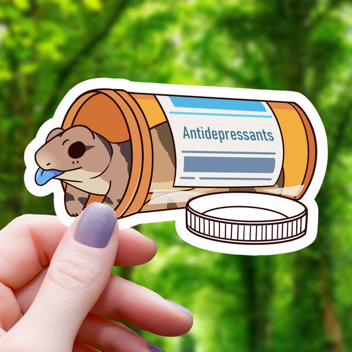 Blue Tongue Skink Anti Depressants Sticker for wholesale by Mimic Gaming Co