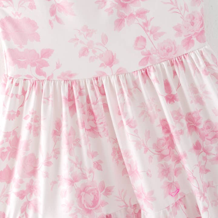 Auraquise - Wholesale Dress - Kids - Girls Summer Pink Floral Patchwork Slip Dress