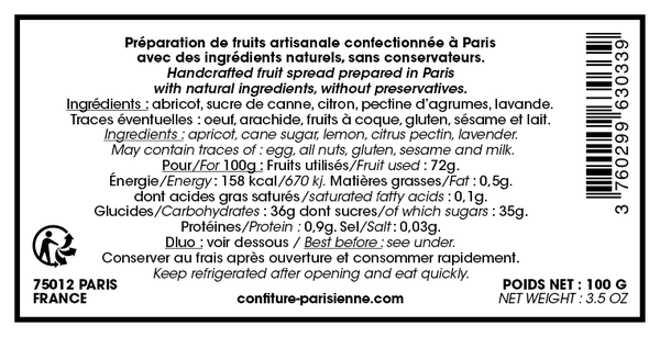 Confiture Parisienne - Vendita all'ingrosso Marmellata/Gelatina - Confettura di Albicocche e Lavanda - 100g2
