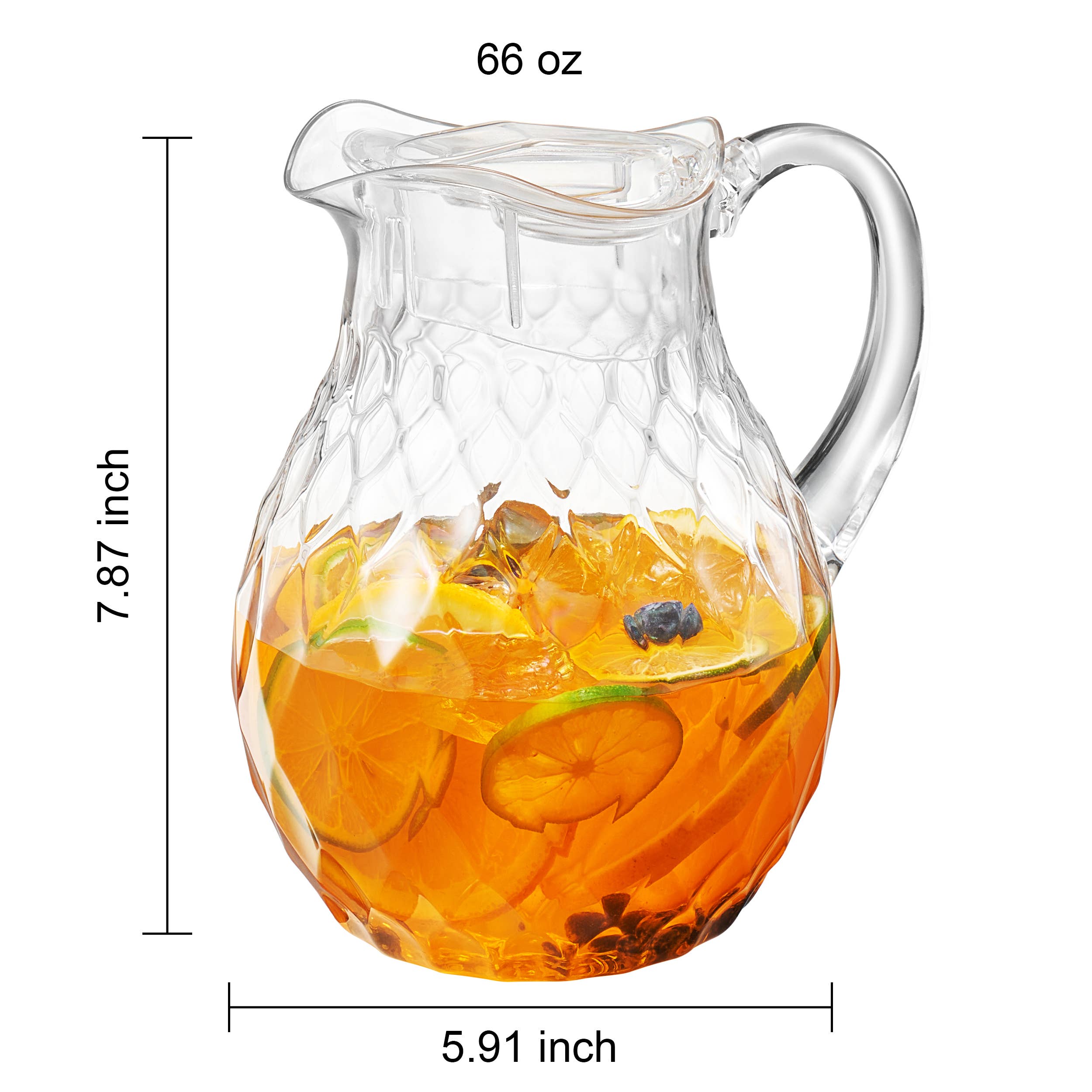 The Wine Savant /  Khen Glassware – wholesale Pitcher – Wavy Acrylic Pitcher with Lid, Clear Plastic Water Jug 750mL2