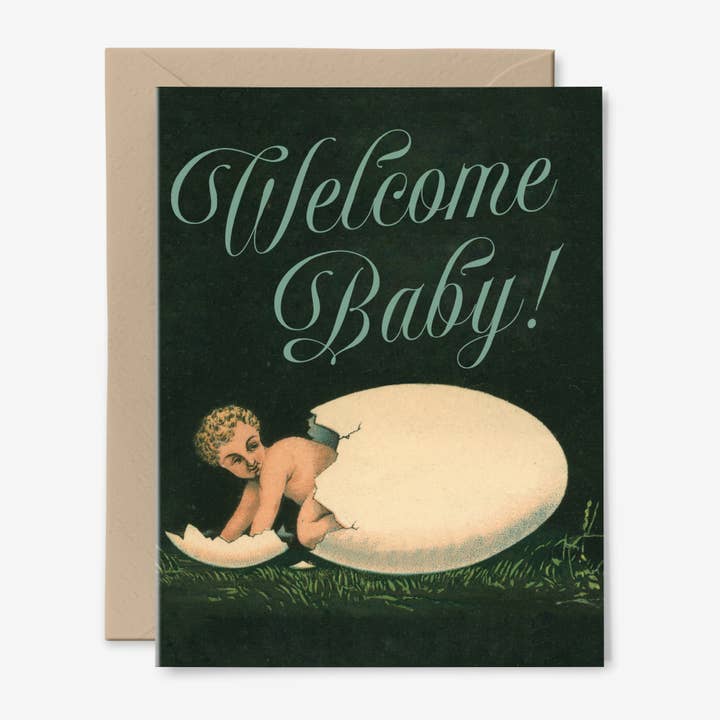 Welcome Baby Card | New Baby | Baby Shower | Vintage for wholesale by Hemlock House Studio