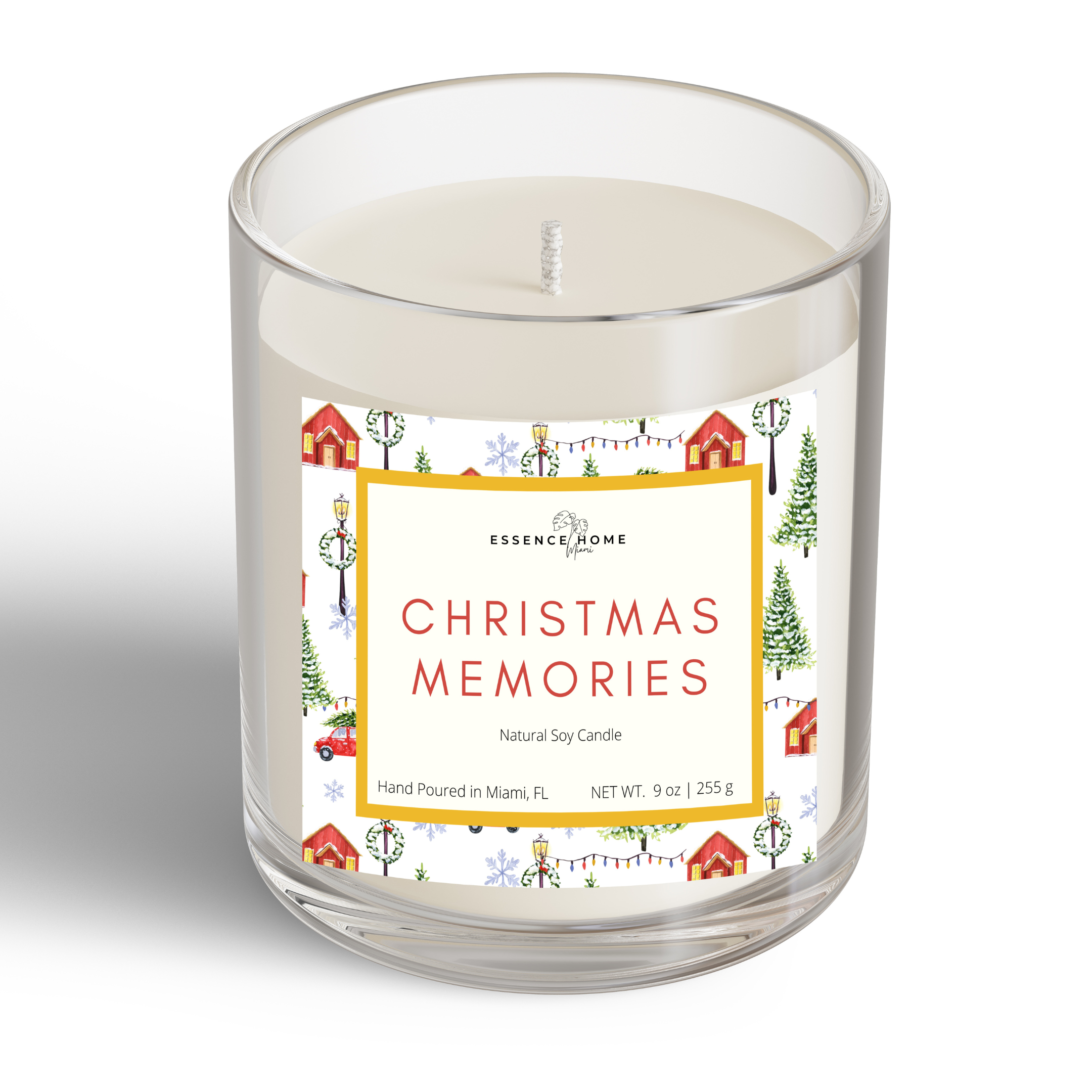 Essence Home Miami - Wholesale Jar/Filled Candle - Christmas Memories Candle 9 oz Soy Candle1