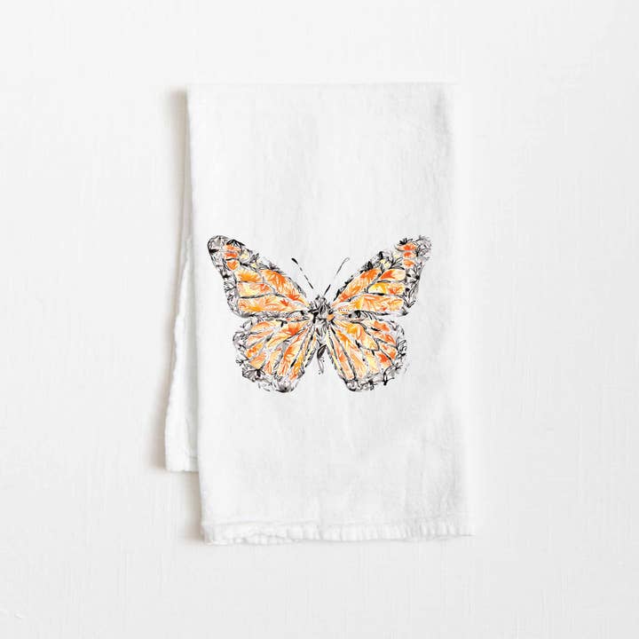 Serviette de sac à farine Monarch Butterfly pour la vente par Amanda Klein Co.
