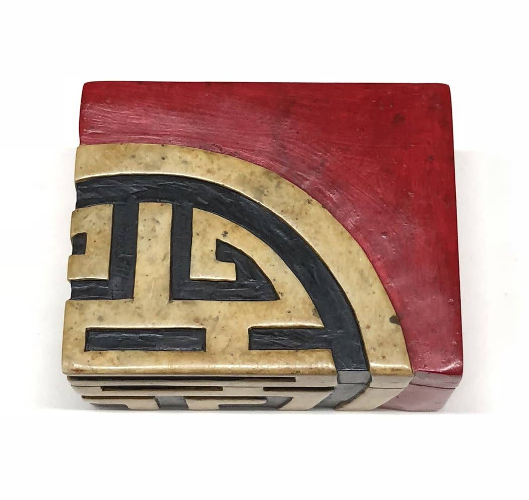 The Niger Bend – Großhandel Dekoschachteln – Long Life Symbol kleines Rechteck Speckstein Schmuckschatulle Dekor Box0