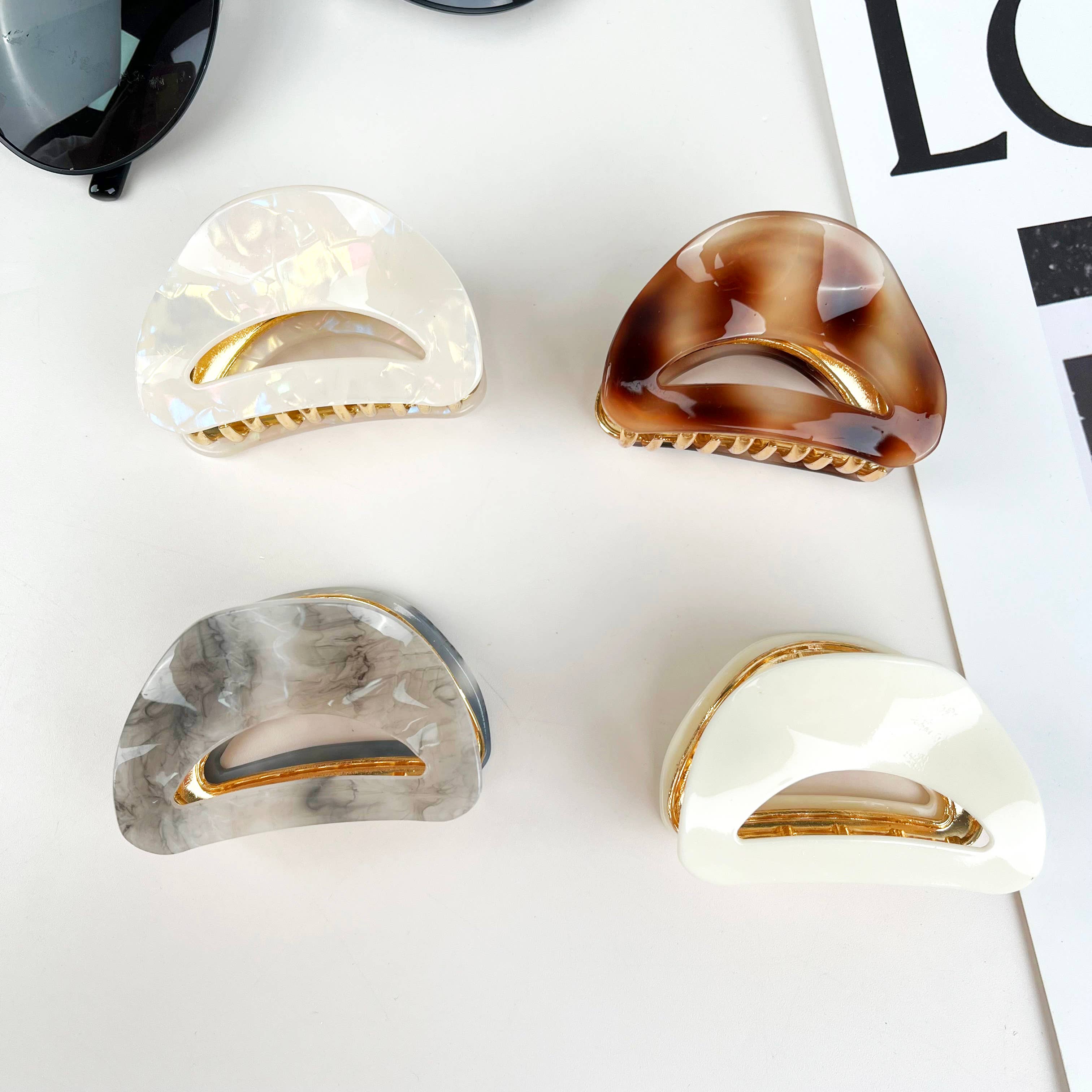 mildstyles - Wholesale Haarclip - Dames - Vintage holle halfronde haarclip van acetaatlegering5