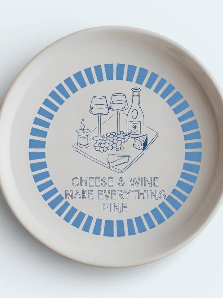 Cheese & Wine make everything fine ceramic plate for wholesale by Sovende Bjorn