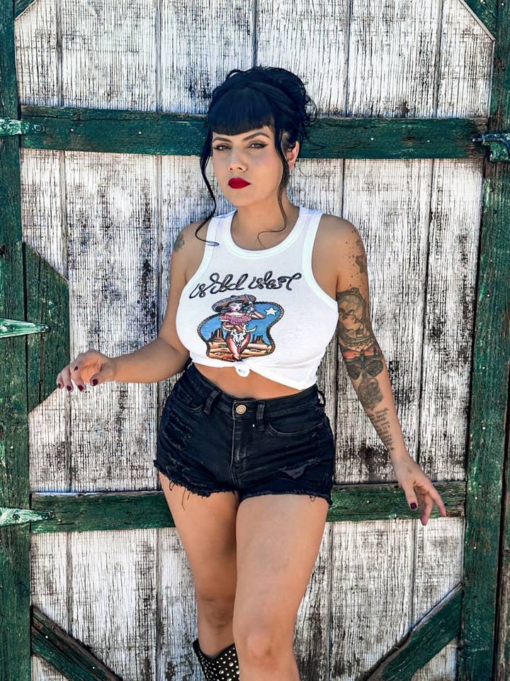 Mischief Made - Vendita all'ingrosso Canotta - Donna - Canotta Wild West Rib Racer bianca7