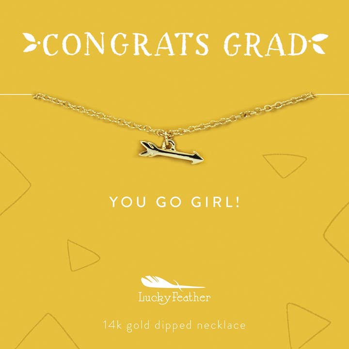 Collier Grad - You Go Girl ! - Or - Flèche pour la vente par Lucky Feather