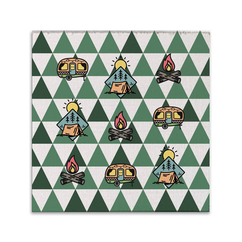 Rustic Marlin - Wholesale Coasters - Modern Green Mountain Camping Icons Coaster