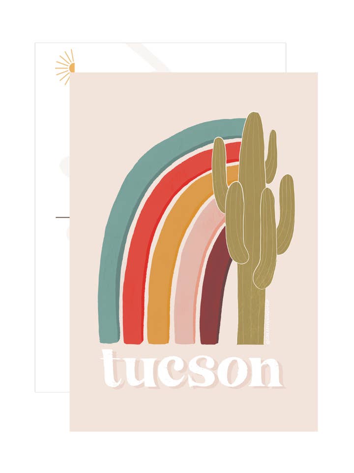 Tucson Saguaro Cactus Rainbow Postcard for wholesale by Creative Kind