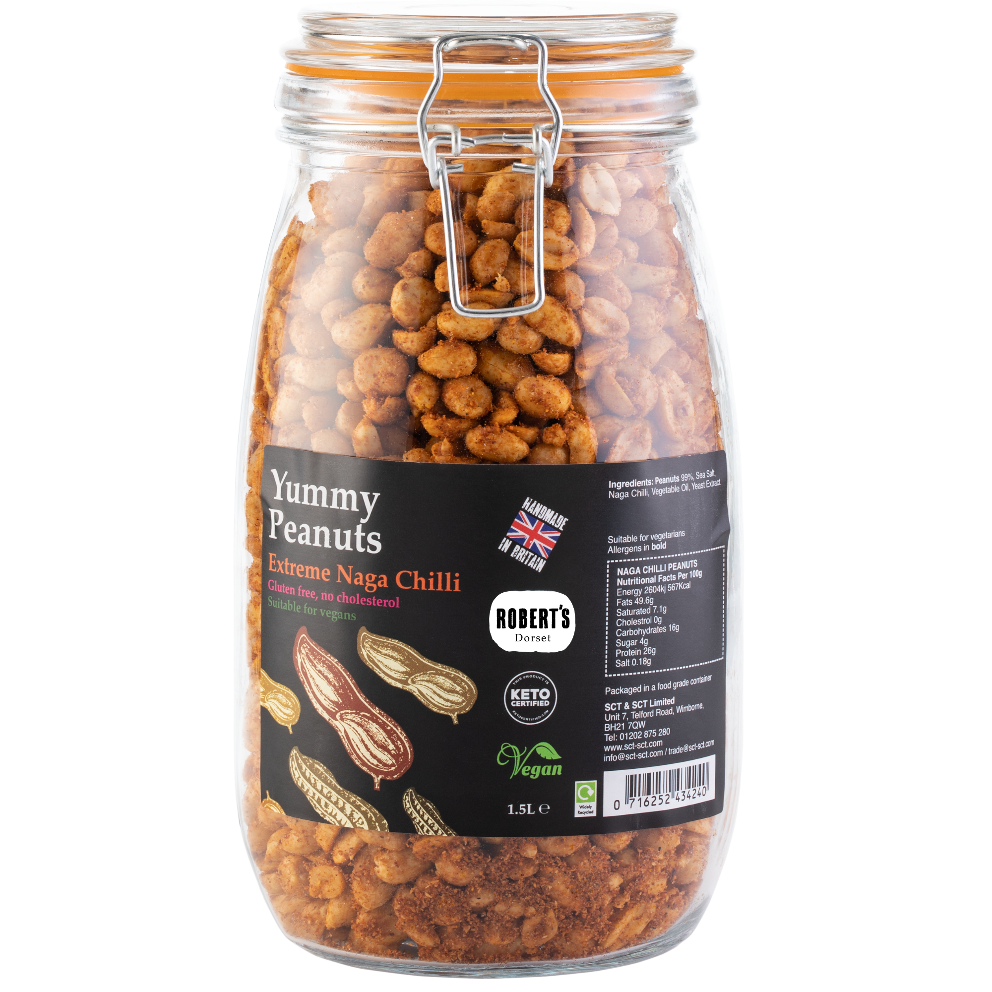 Robert’s Dorset – wholesale Nuts – Yummy Peanuts 1.5L / 1Kg Glass Jar 3