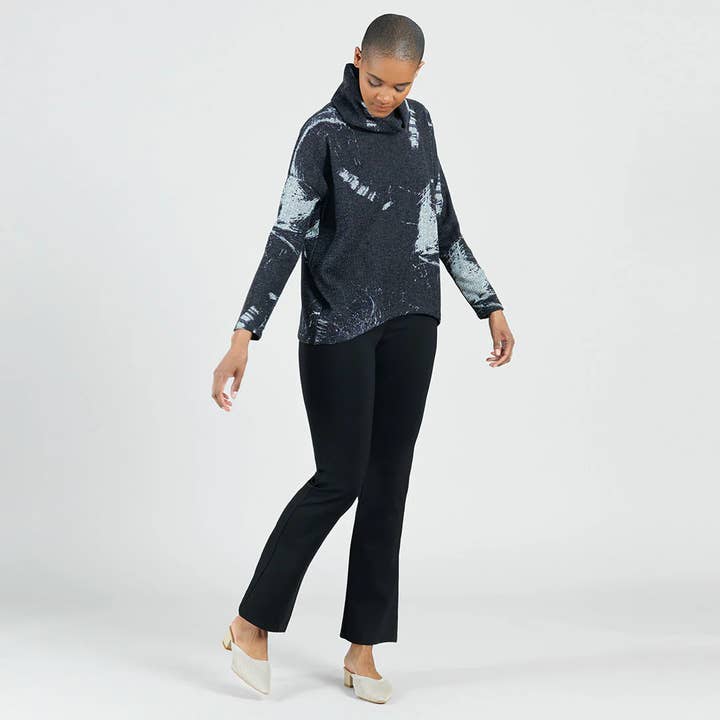 T92WP1 - Waffle Knit - Tipped Hem Sweater Top - Stone Splash for wholesale on Faire3