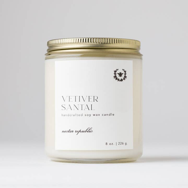 Nectar Republic - Wholesale Jar/Filled Candle - Vetiver Santal : Jar Soy Candle ( winter spring )