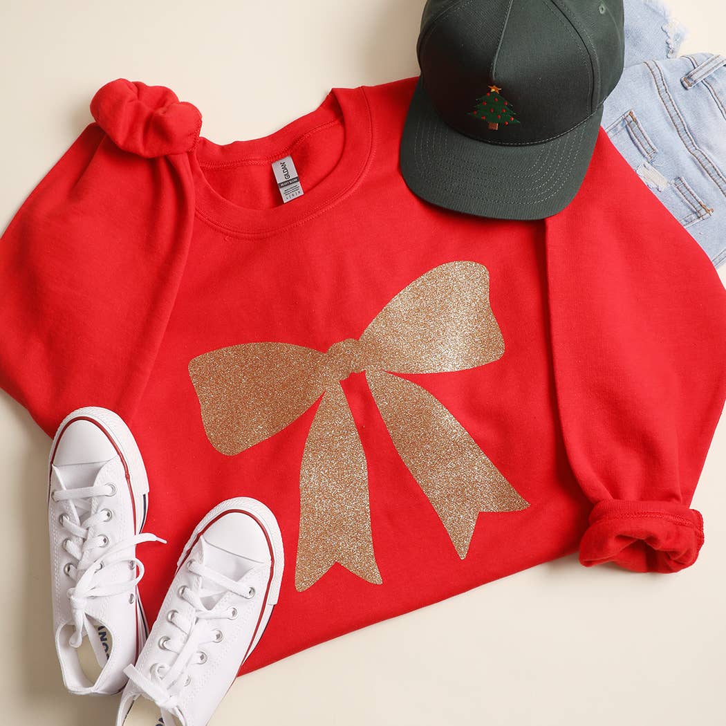 Fashion City - Wholesale Sweatshirt - Unisex - Large Glitter Ribbon Heavyweight Fleece Sweatshirt6