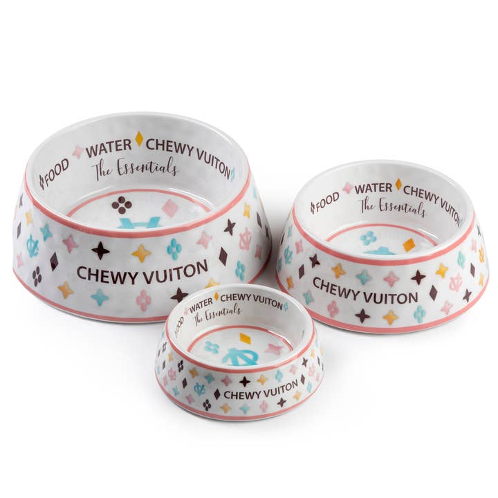 Haute Diggity Dog - Wholesale Pet Bowl - Cat/Dog - White Chewy Vuiton Dog Bowl - 3 Sizes!! Dog Food Bowl