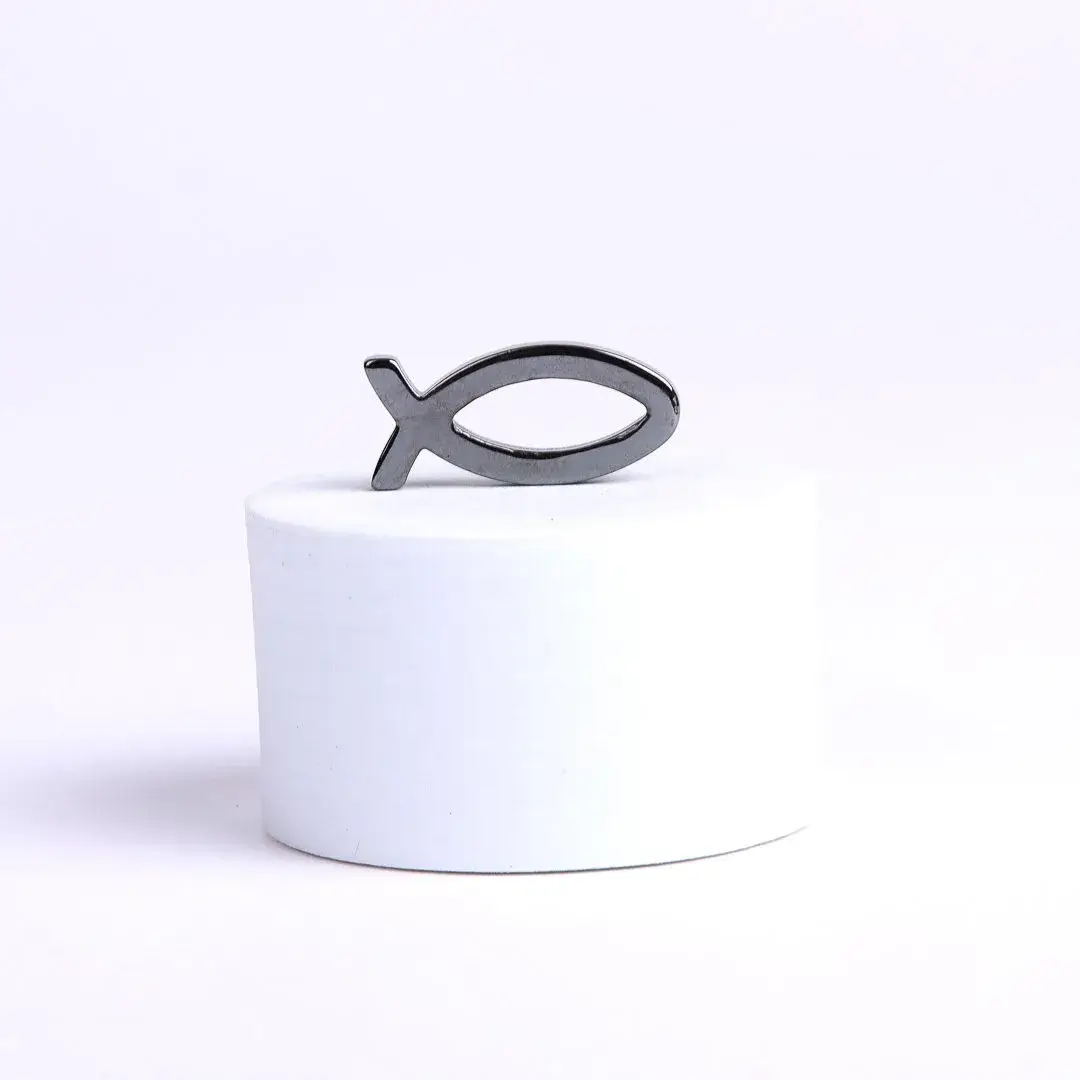 Swanson Christian Products - Wholesale Keepsake Coin/Token - Hematite Pocket Fish w/ Card Pk502