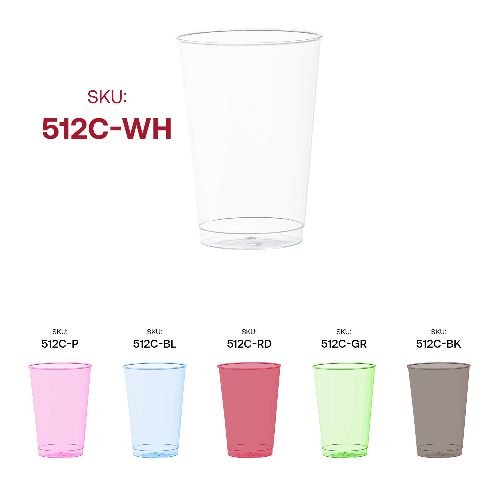 Smarty had a Party - Wholesale Disposable Cup - 12 oz. Clear White Disposable Plastic Party Cups - 20 pcs5