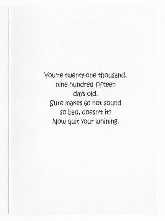 Sixty Humorous 60th Birthday Greeting Card Funny Milestone for wholesale by GrammaBurp Humorous Greeting Cards