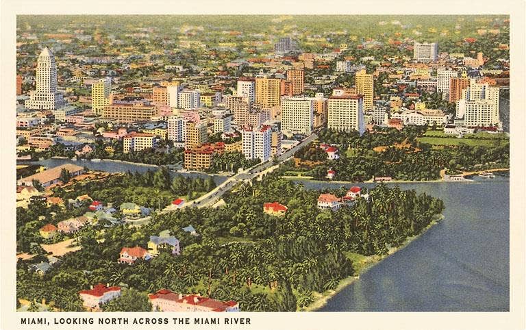 Found Image Press - Wholesale Sticker - Sticker FL-22 View of Miami, Florida0