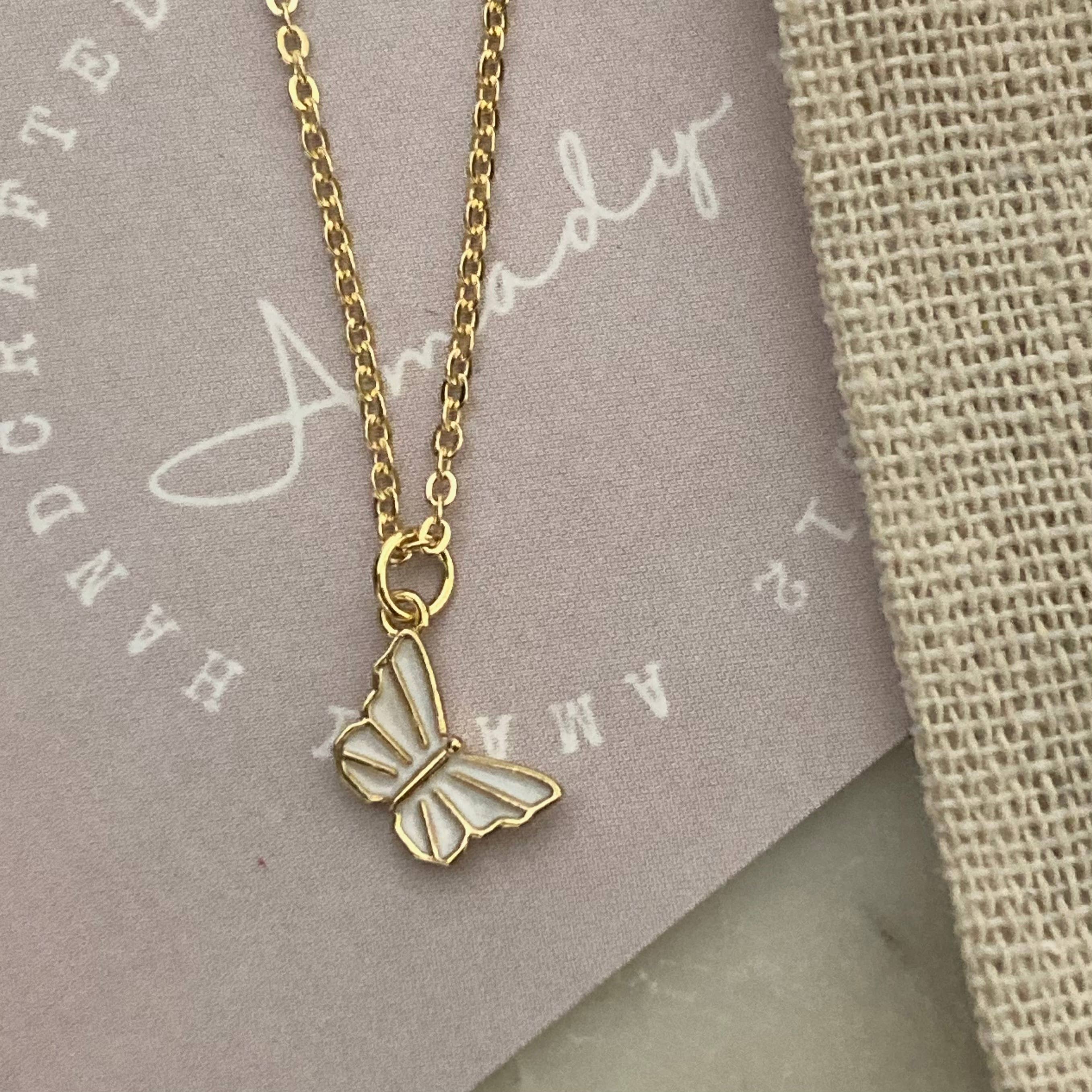 Amady Jewelry - Wholesale Pendant/Charm Necklace - Butterfly charm pendant dainty necklace 18K waterproof4
