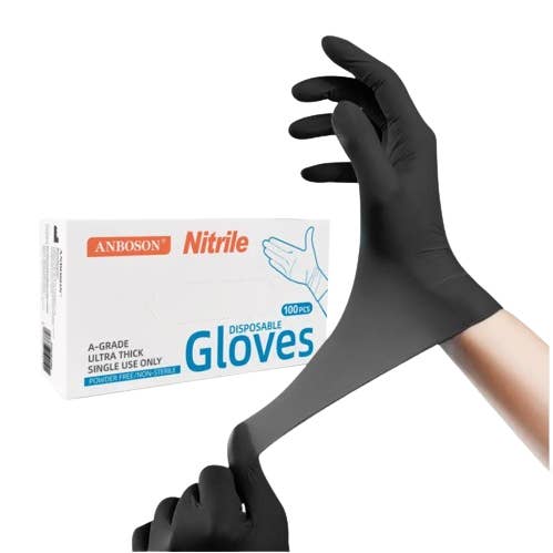 Guantes desechables Glove King, negros, 100% nitrilo, grandes para venta al por mayor de Alta Gama Foods