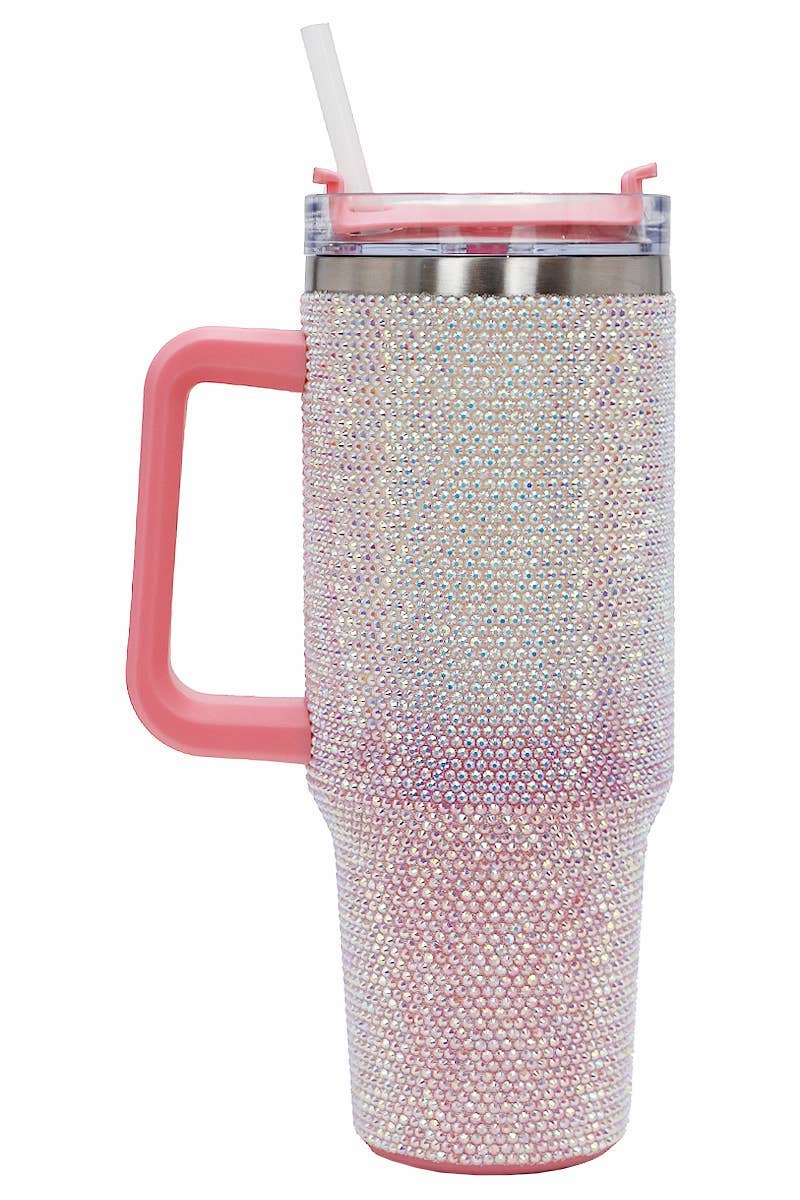 ASSORTI Gobelet isotherme en acier inoxydable à double paroi avec strass et effet ombré bicolore en vente sur Faire7