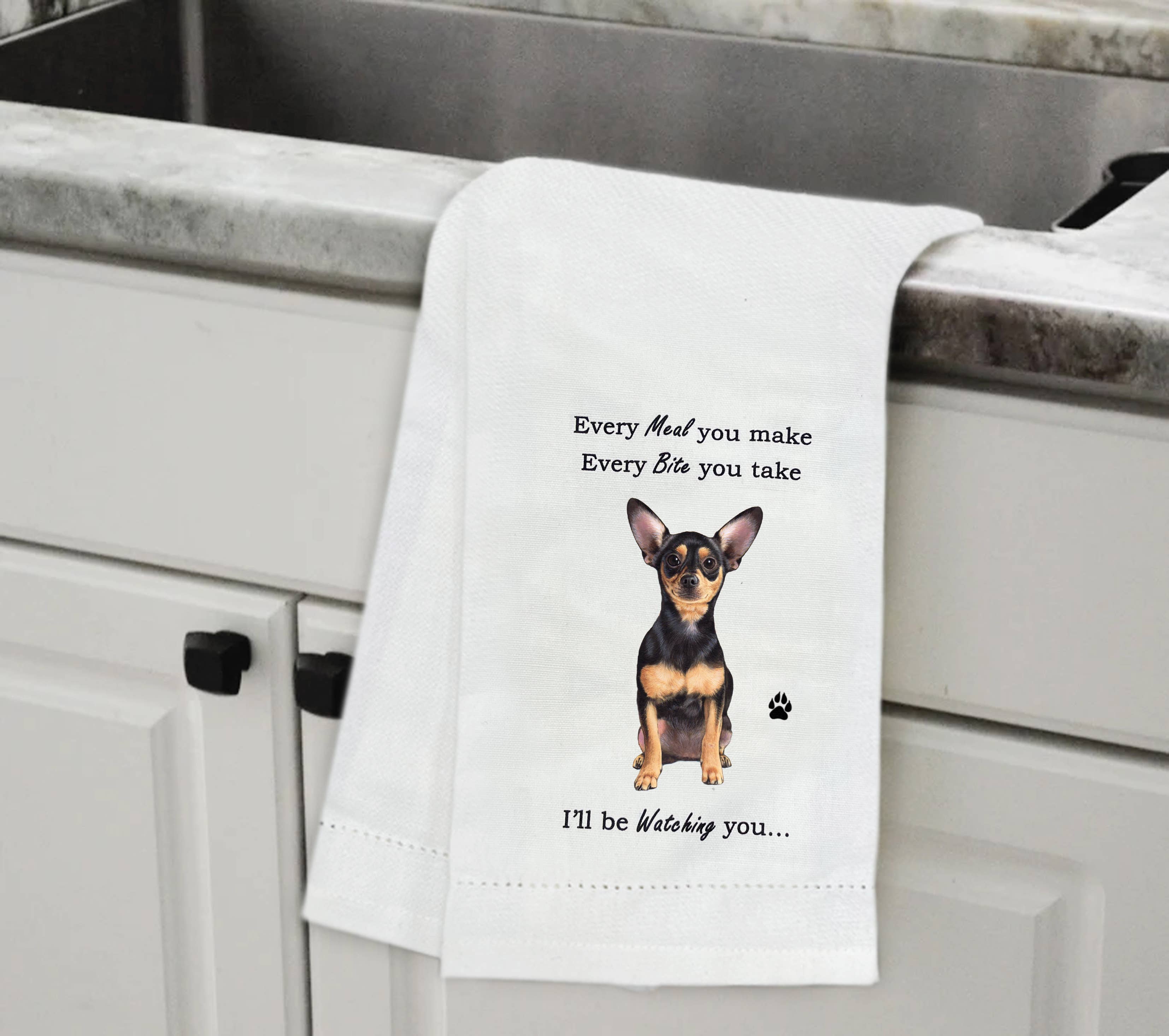 E&S Pets - Wholesale Tea Towel - Black Chihuahua Kitchen Towel2