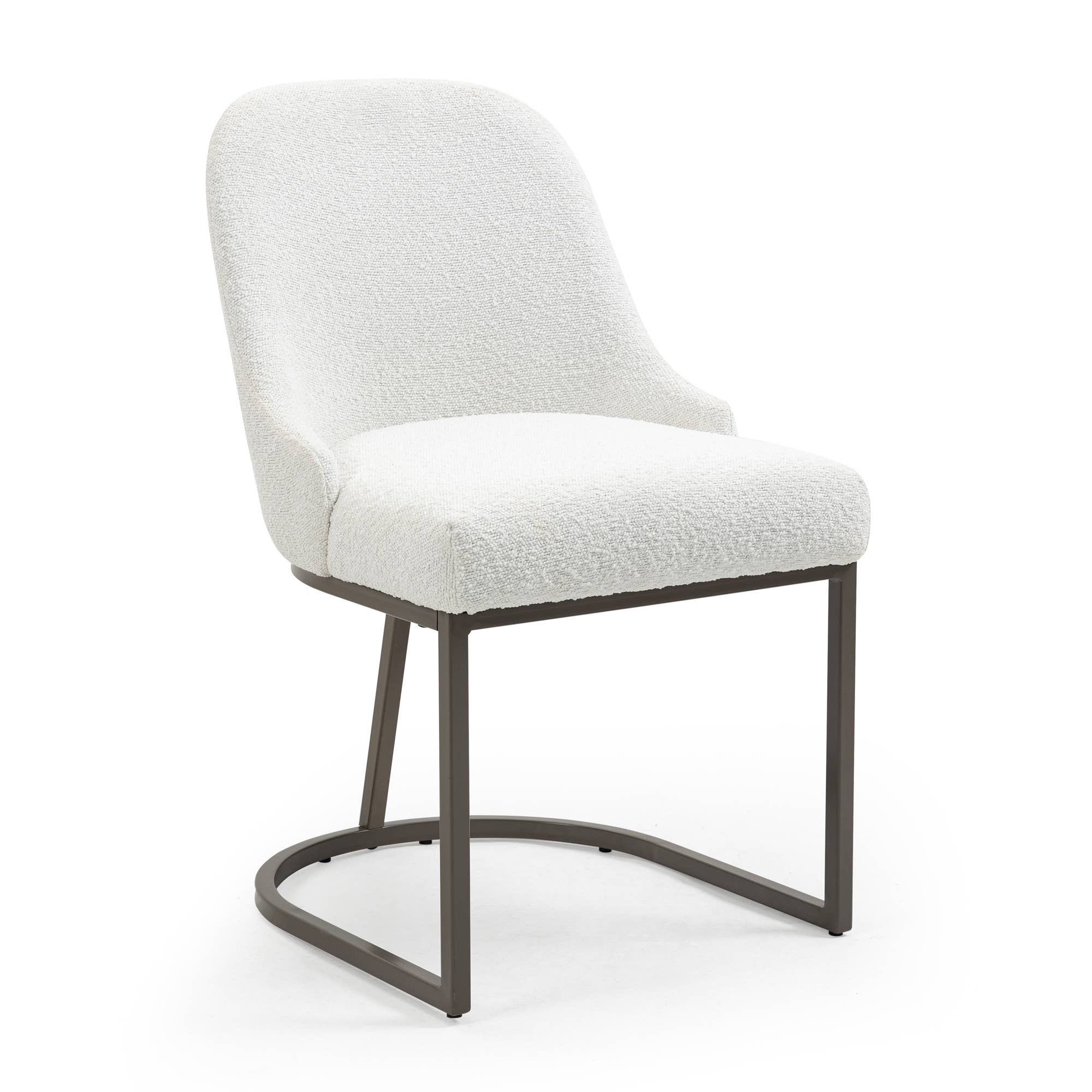 Glamour Home - Vente Chaises - Ensemble de 2 chaises de salle à manger Ayane en tissu bouclé avec pieds en fer5