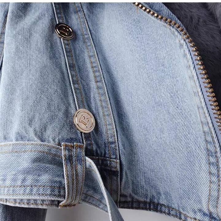 Productseeker - Wholesale Denim Jacket - Women's - JK1022Y Women's Detachable Faux Fur Lining Denim Jacket