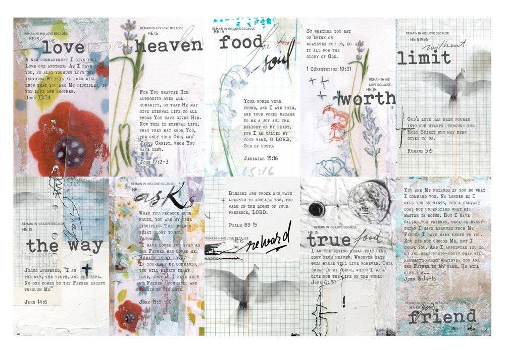 Open Journey - Wholesale Stationery/Notecard Set - Remain in My Love - set of 40 Bible Journaling Cards with prompts and Bible verses7