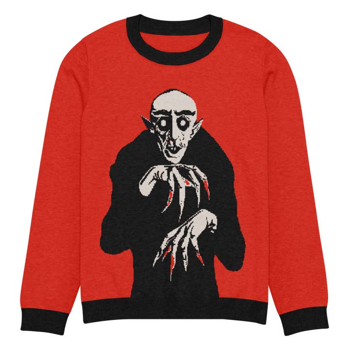 Goth Cloth Co. - Wholesale Graphic Sweatshirt - Unisex - Nosferatu Nights Knit Crewneck Sweatshirt