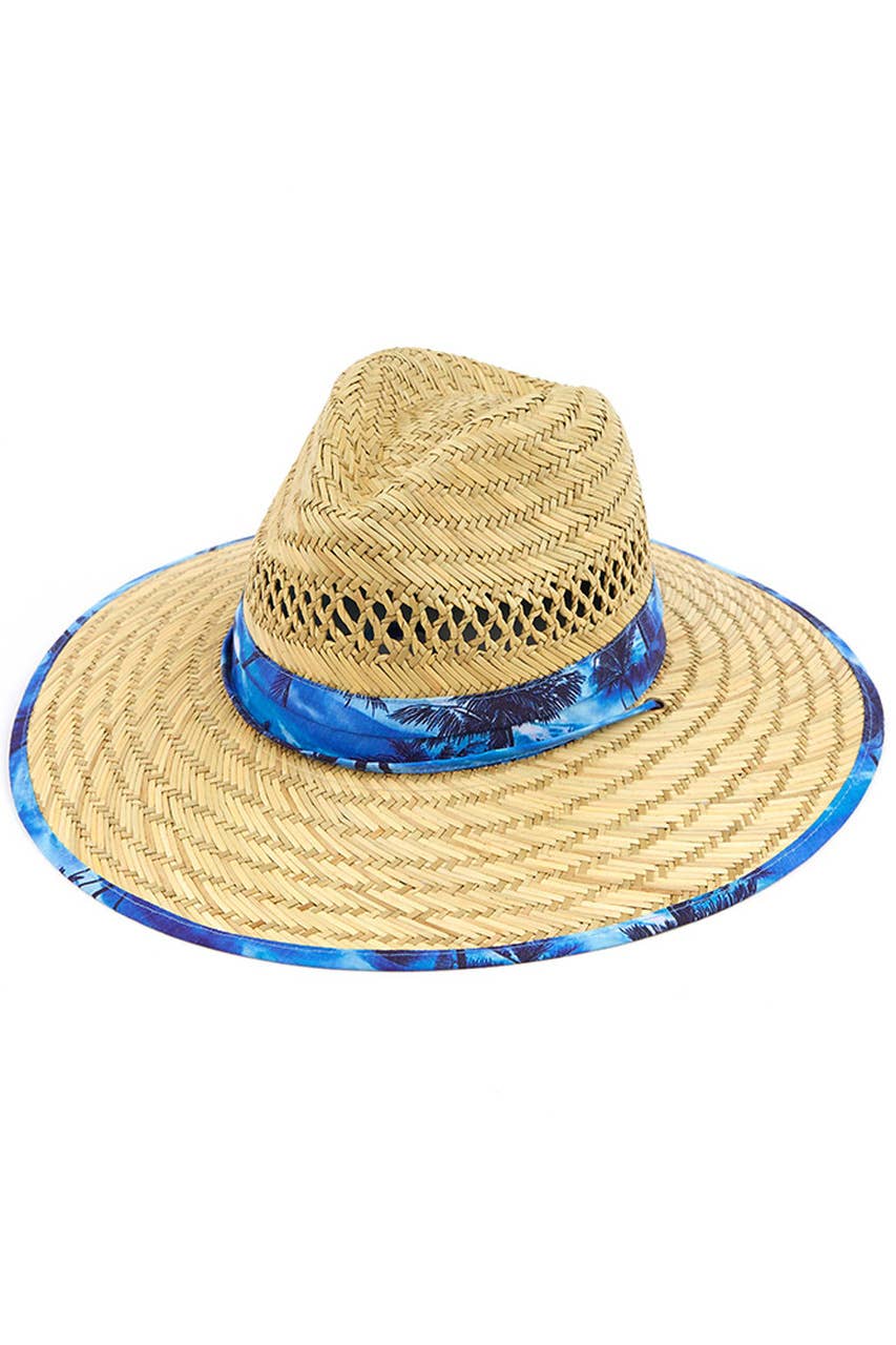 Hana - Wholesale Straw Hat - Women's - C.C Paradise Ocean Print Bamboo Life guard hat0