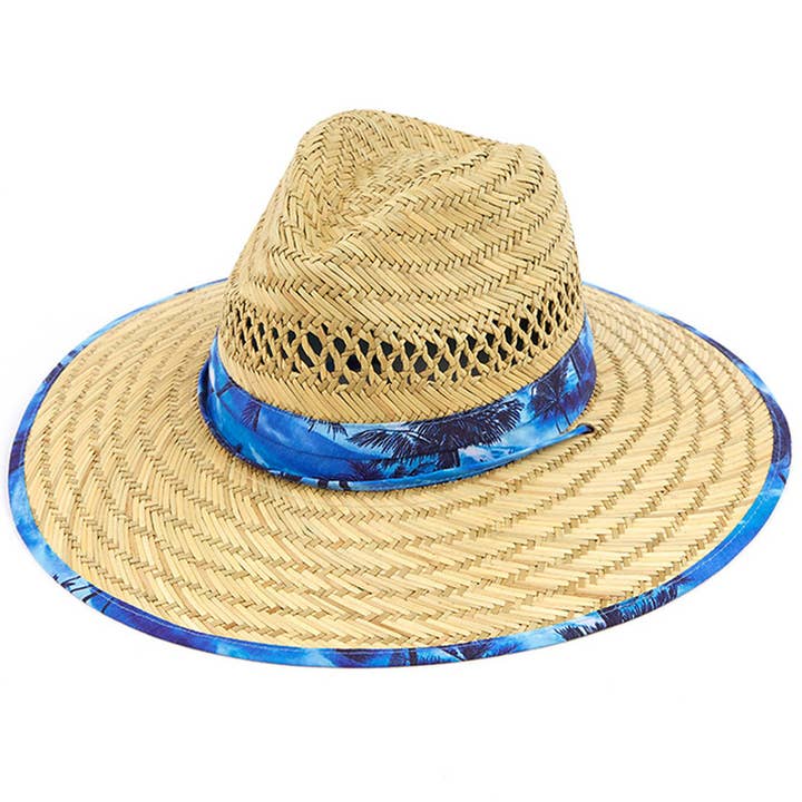 Hana - Wholesale Straw Hat - Women's - C.C Paradise Ocean Print Bamboo Life guard hat