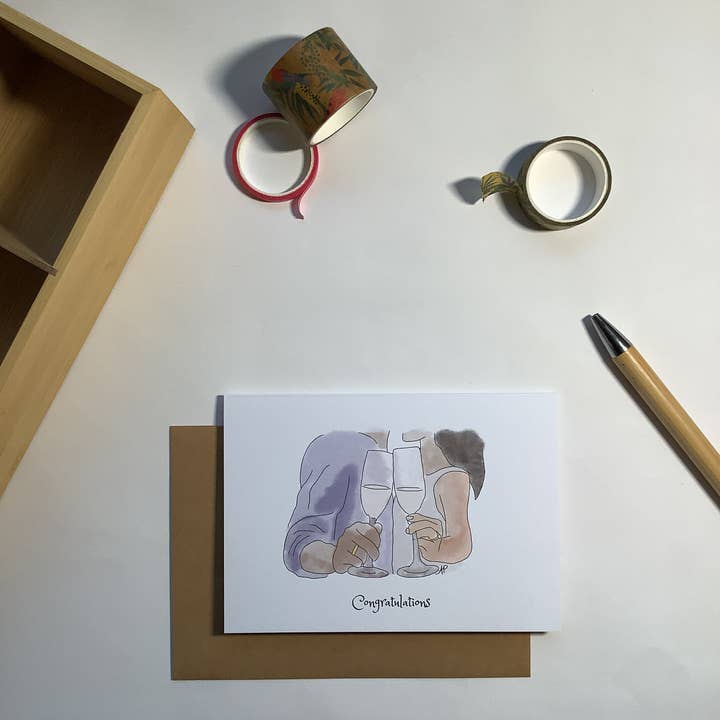 Whimsically romantic giraffe card for wholesale by Little Red Fox Designs