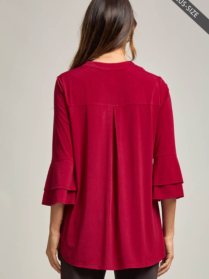 Dear Scarlett - Wholesale Tunic - Women's - PLUS SIZE Solid Color Belled Lizzy Top17