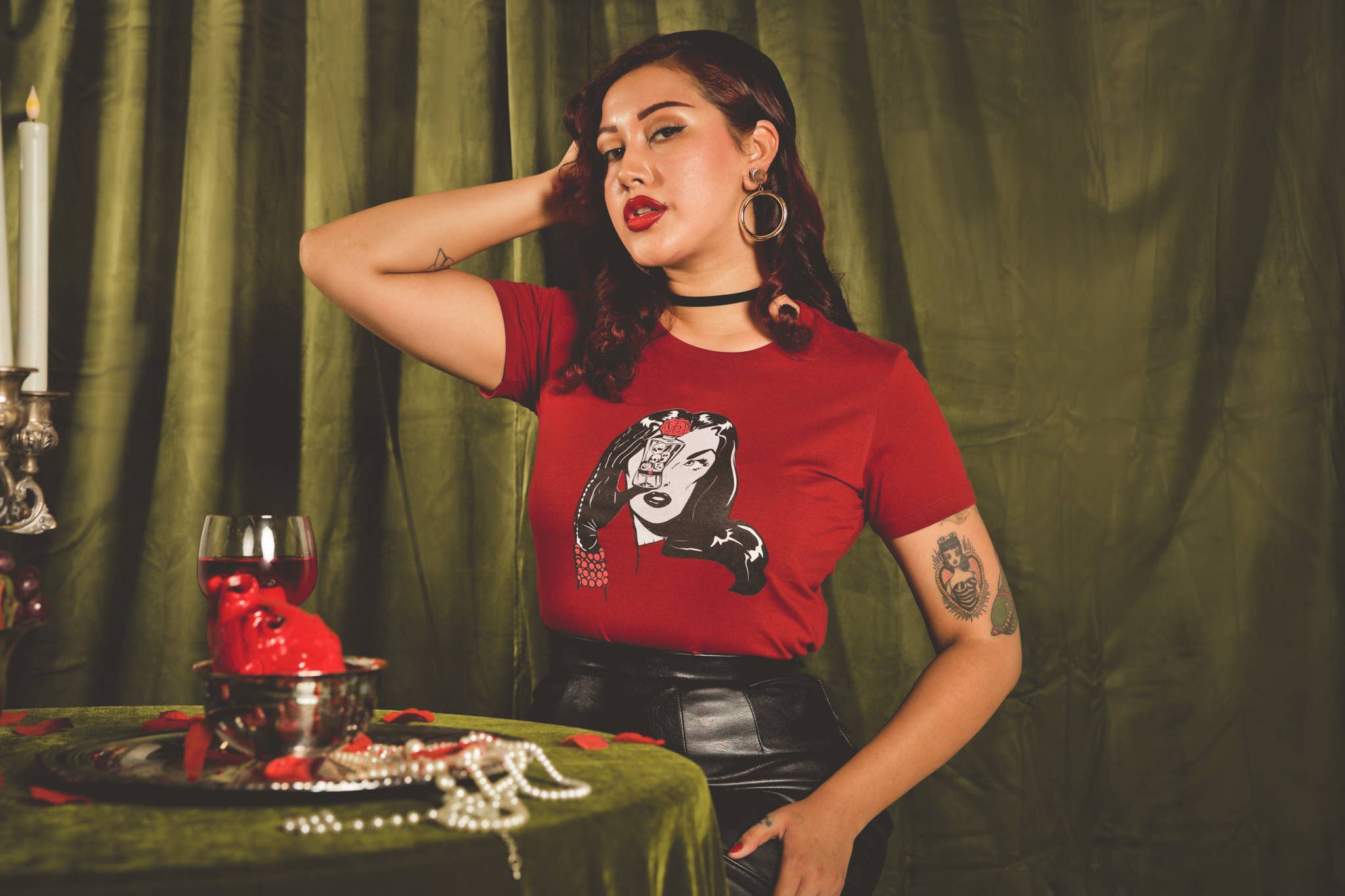 Mischief Made - Wholesale Shirt - Women's - Dark Temptation Fitted Tee in Cardinal4