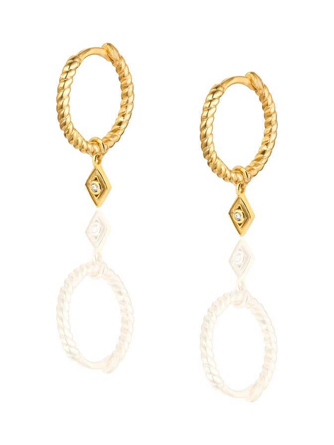 ROMBO TWIST gold hoop earrings for wholesale by Aran Jewels