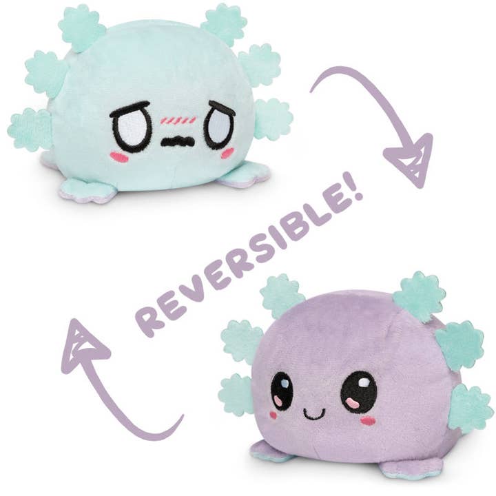 TeeTurtle Reversible Axolotl Plushie (Light Blue + Light Purple) for wholesale by TeeTurtle