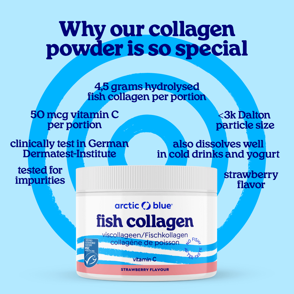 Arctic Blue - Wholesale Oral Supplement/Vitamin - Fish Collagen Powder Strawberry Flavour and Vitamin C - MSC (150g)5