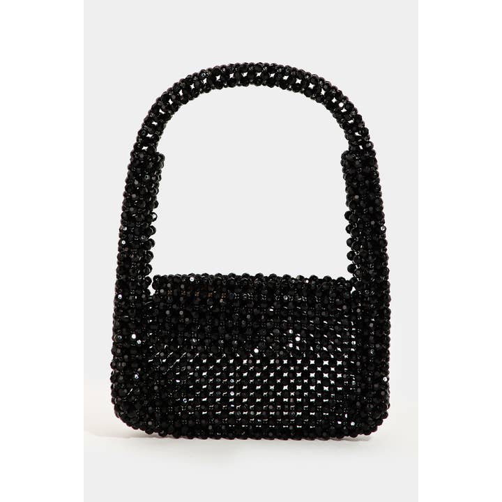 Collections by Fame Accessories – Großhandel Henkeltasche – Damen – Handtasche aus Netzstoff mit facettierten Perlen